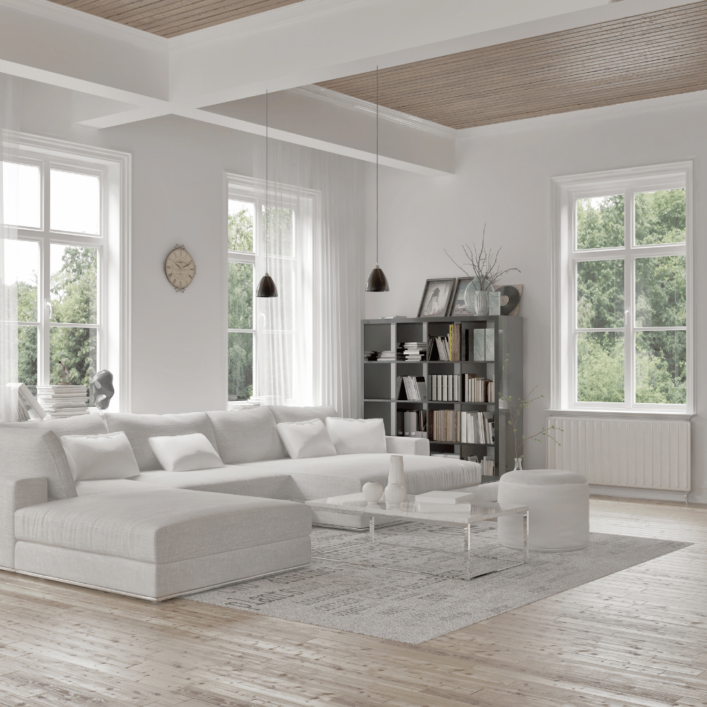 Modernes Wohnzimmer mit klarer Raumgestaltung in Hamburg