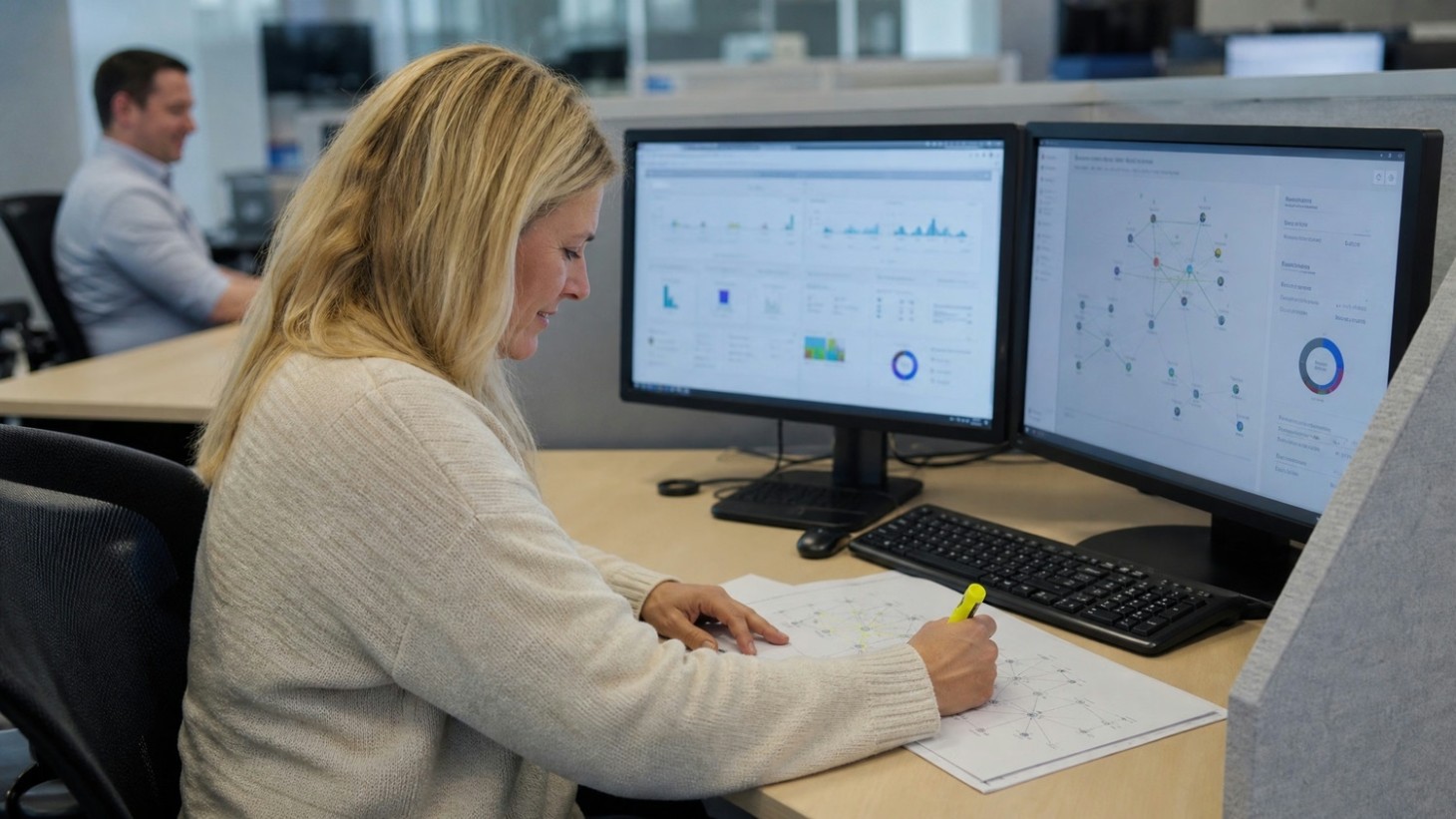 Professional providing remote IT support for small business