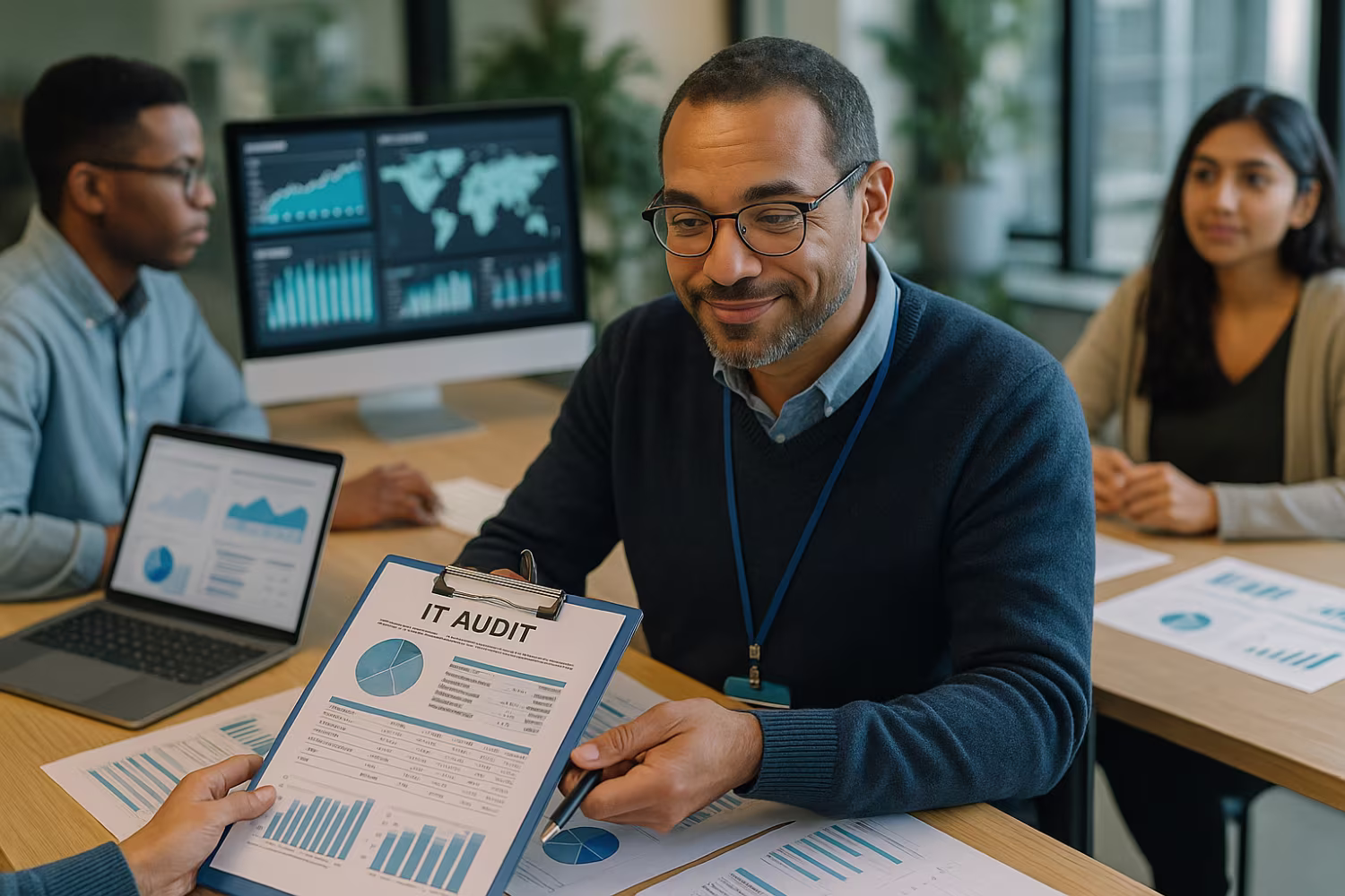 IT professional conducting compliance audit