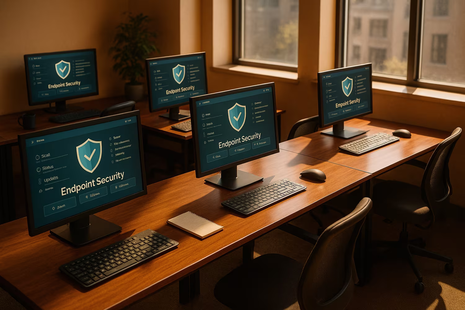 Modern office displaying endpoint security solutions