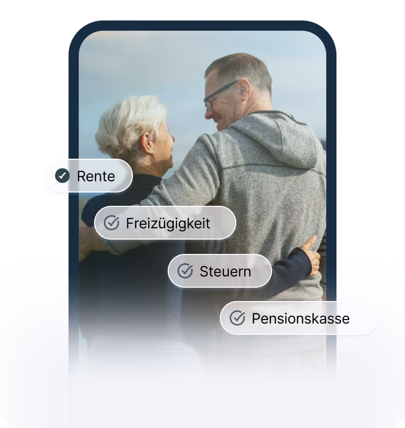 Older couple with arms around each other, smiling and looking at each other outdoors.