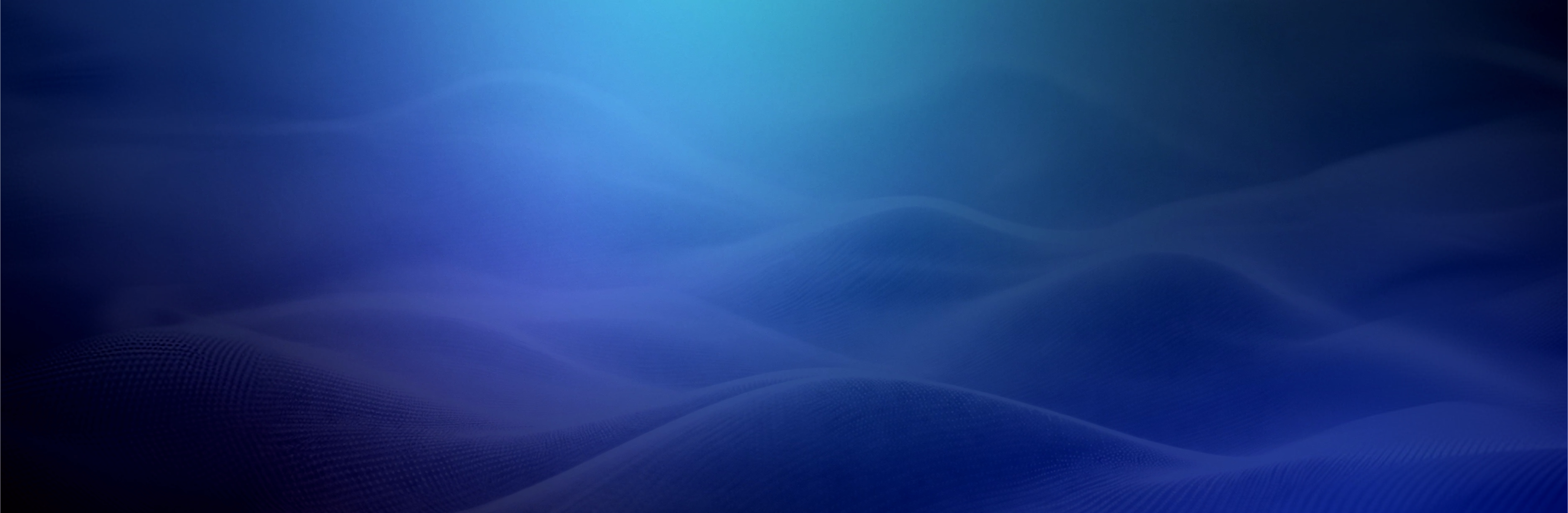 Abstract blue gradient waves flowing across a dark background with light rays