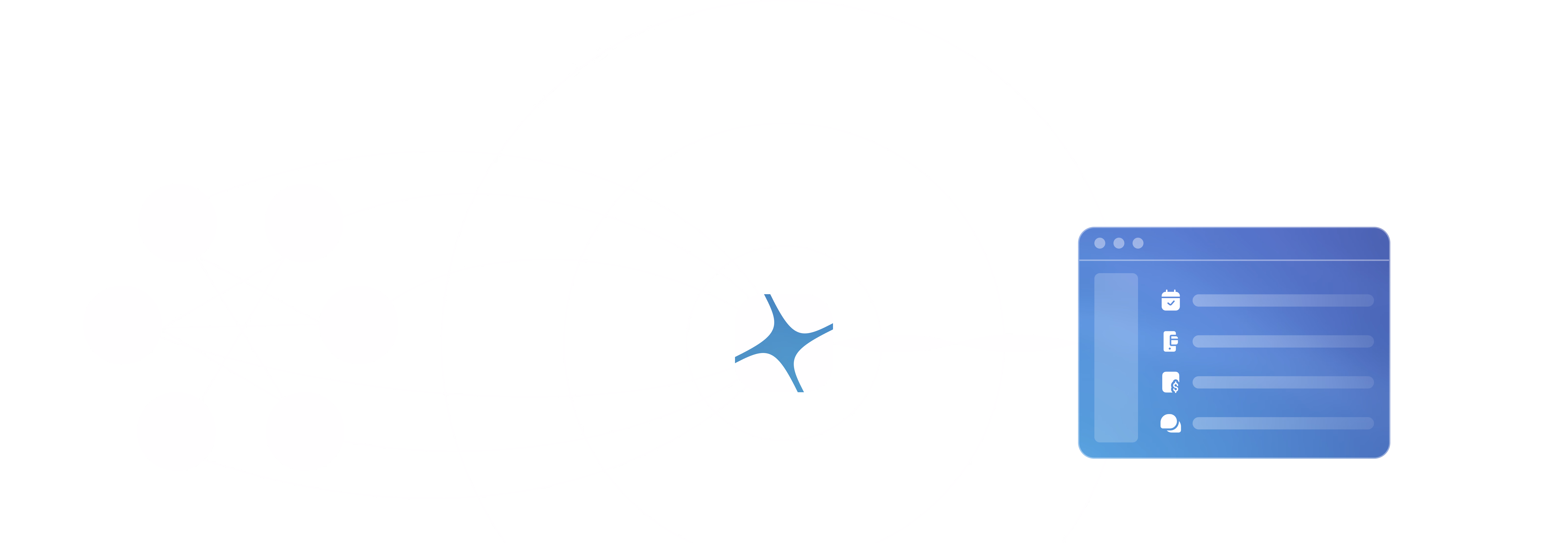 Blue star icon next to a digital task management card with checklist items