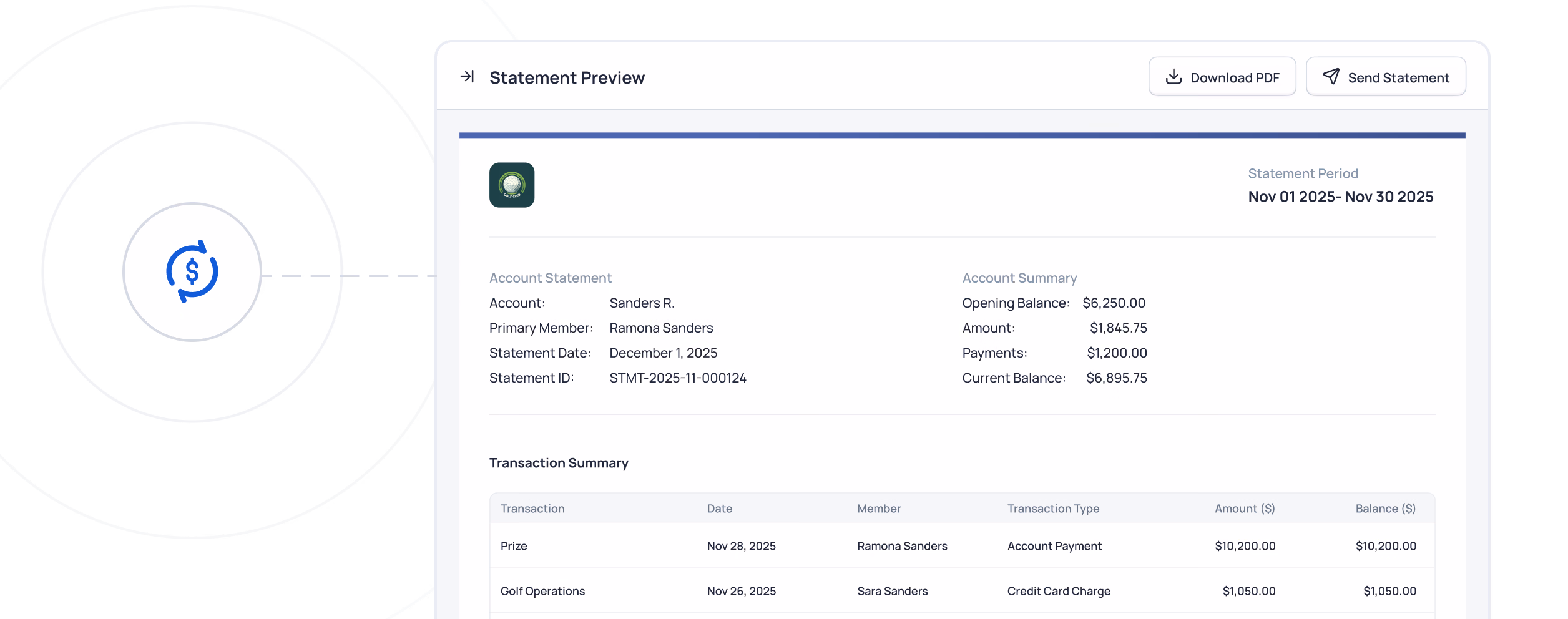 Bank statement preview showing transaction summary and account details for Nov 27-Dec 22, 2025