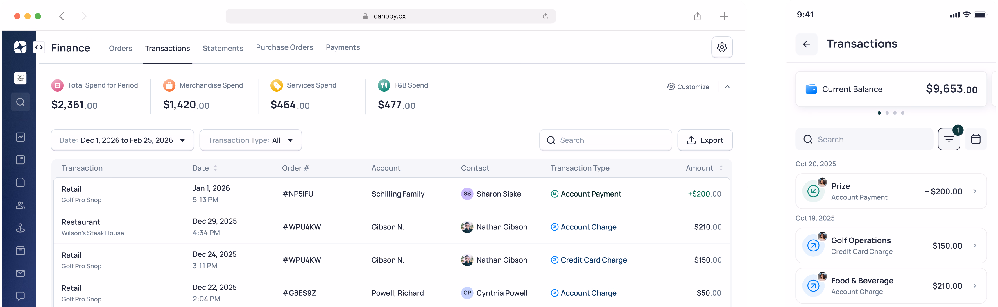 Financial dashboard showing account balances, recent transactions, and account details with current balance of $28,533.00