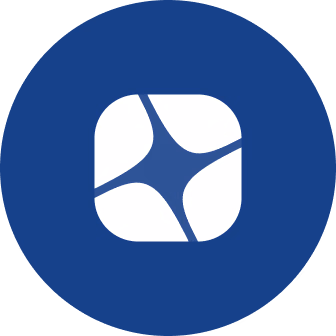 White four-leaf clover icon centered on a dark blue circular background