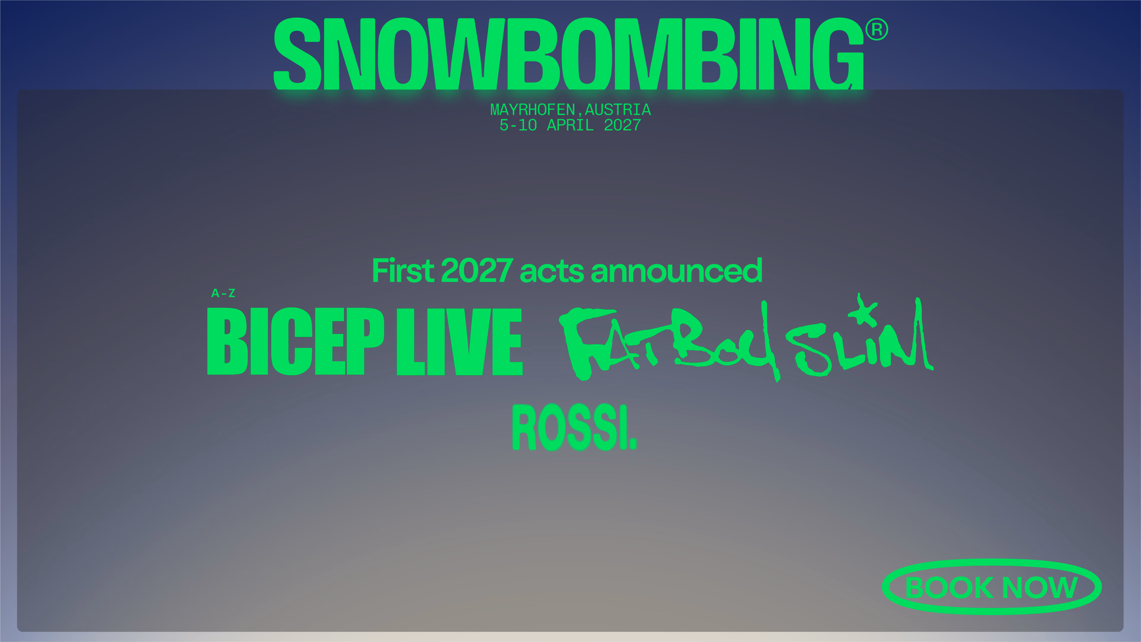 Snowbombing acts poster.