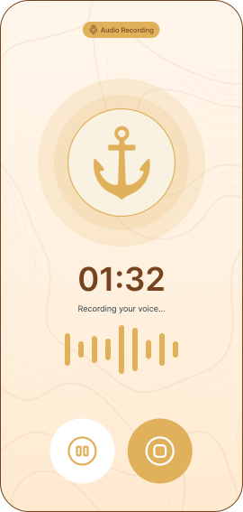 Anchor app voice recording screen capturing a memory in audio.