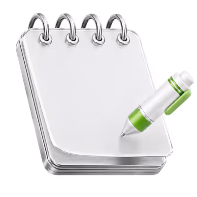 3D spiral notepad with a transparent cover and a white and lime green pen