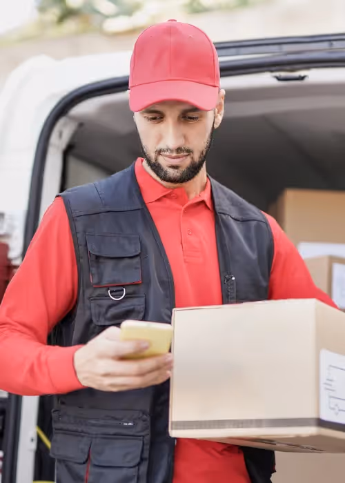 Delivery driver using phone