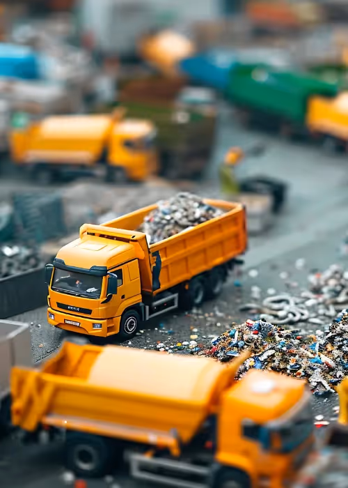 waste trucks on a worksite
