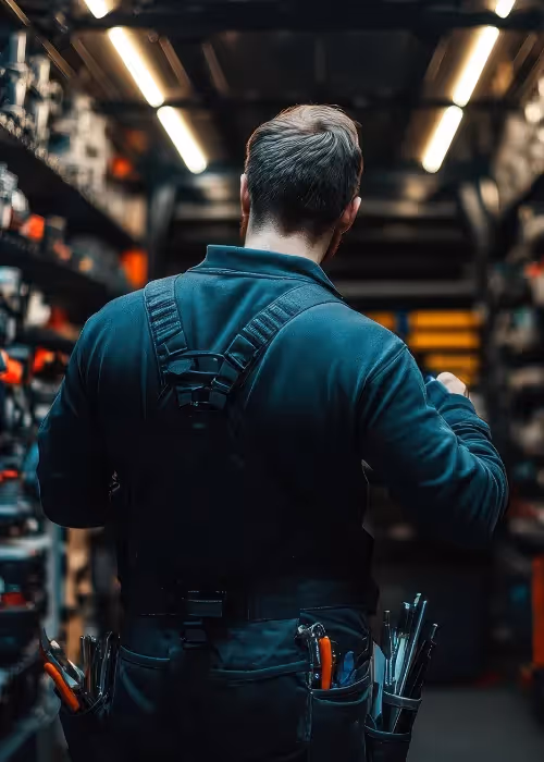 Person looking at the inside of a van