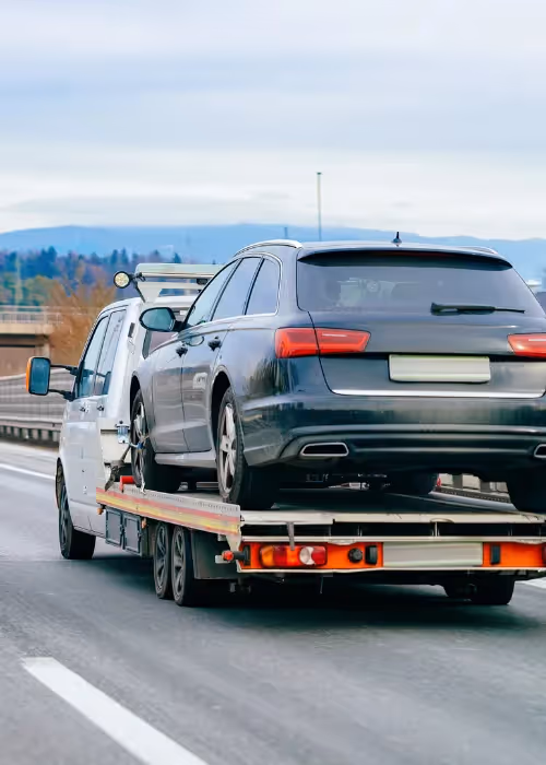 Vehicle being towed on the motorway