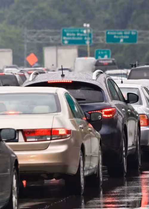 Cars stuck in traffic