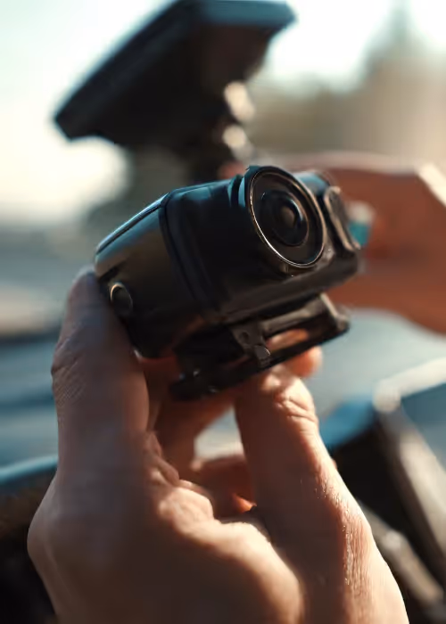 someone installing dashcam