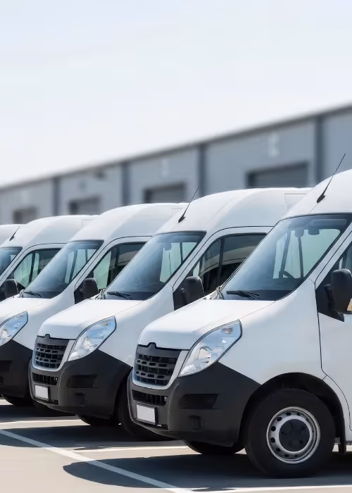white vans in row