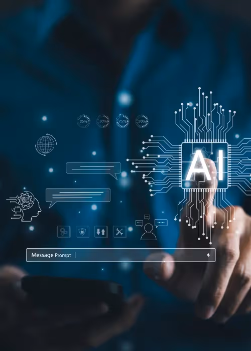man touching ai