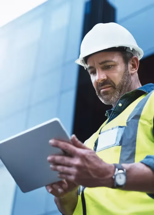 construction manager on tablet