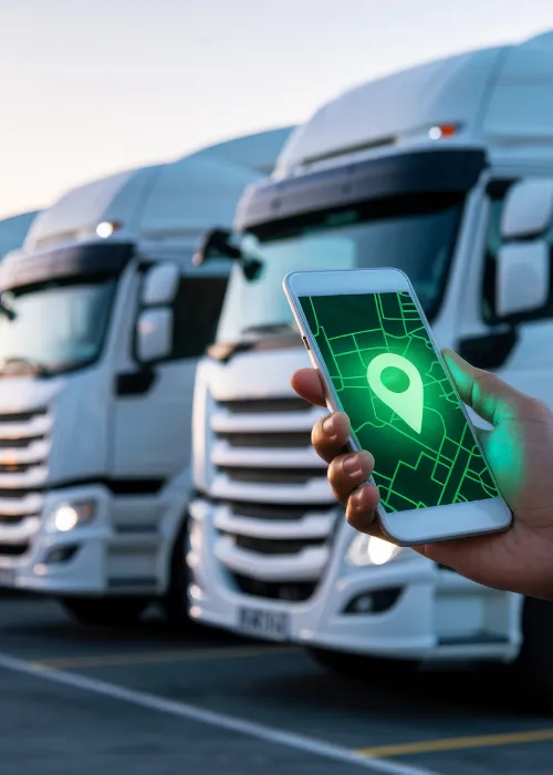 tracking app infront of trucks