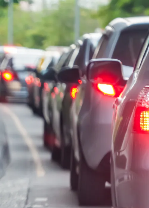 Cars stuck in traffic