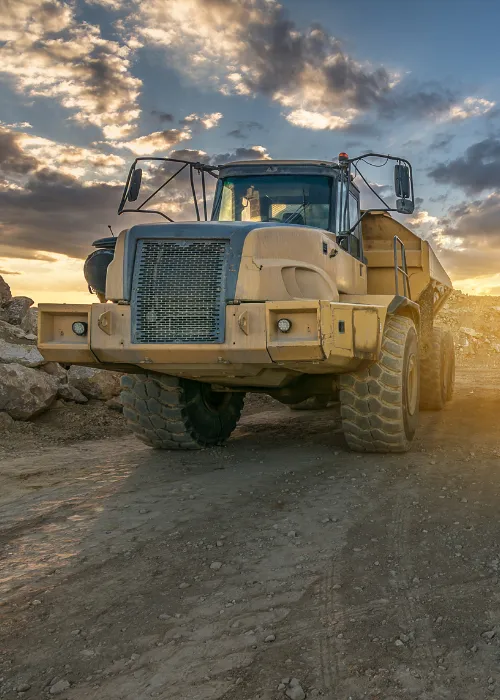 Yellow construction digger on a worksite