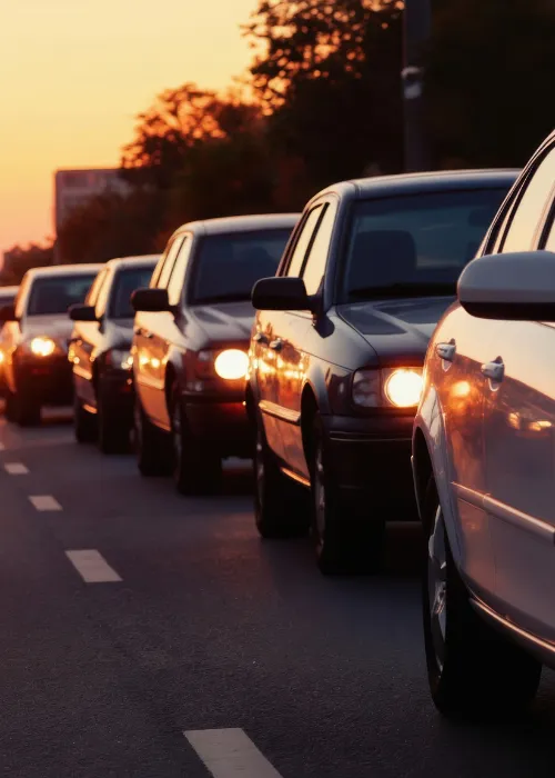 Cars stuck in traffic