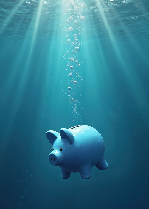money bank drowning showing hidden costs