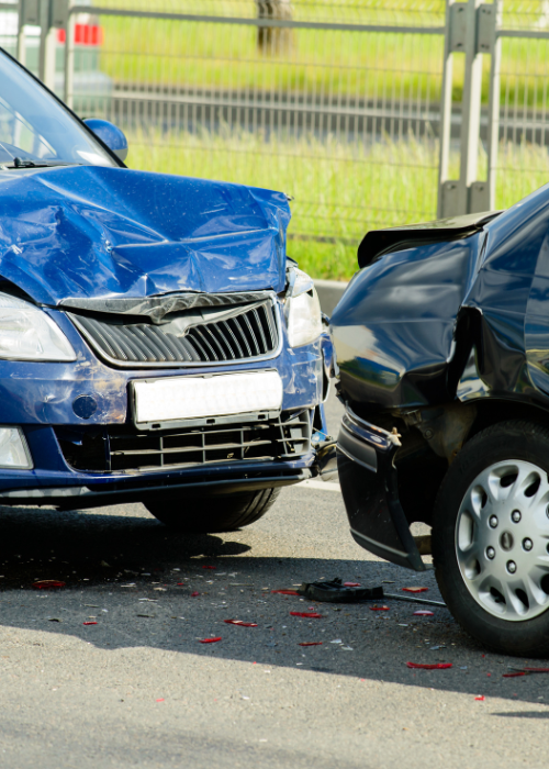 Two cars that have been in an accident