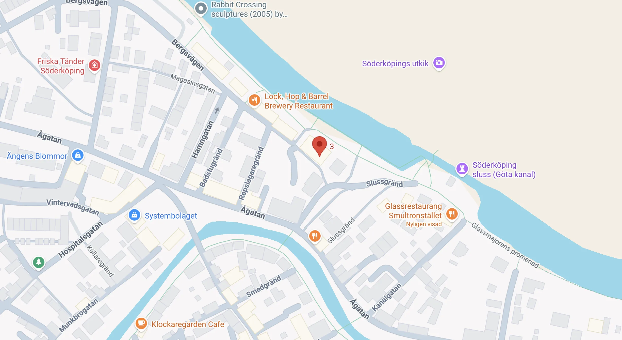 Kartbild över Hembygdens huvudkontor i Norrköping.