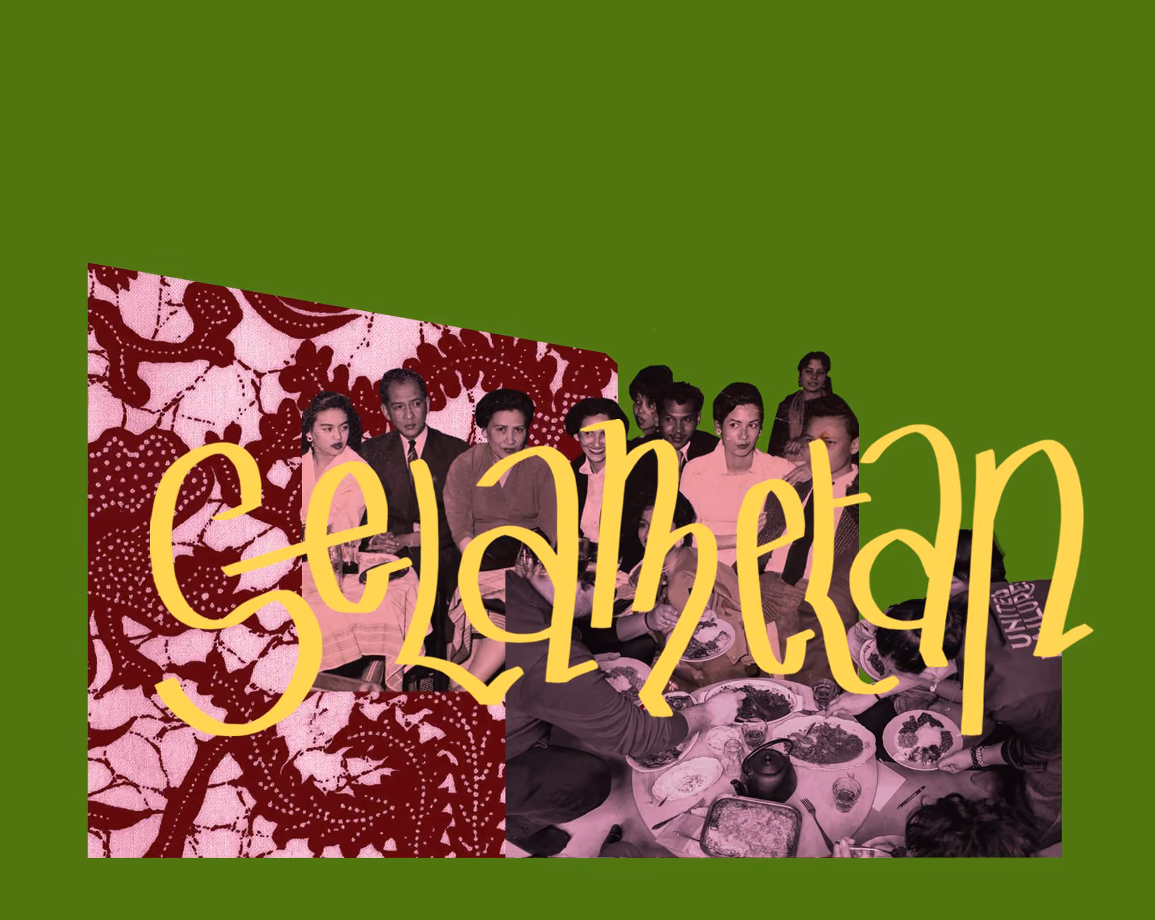 Banner Culinary Roots Selametan met een archieffoto van een familie aan tafel