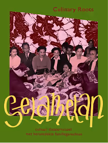 Poster Culinary Roots Selametan, culinair theaterritueel met herontdekte familiegerechten, met een archieffoto van een familie aan tafel