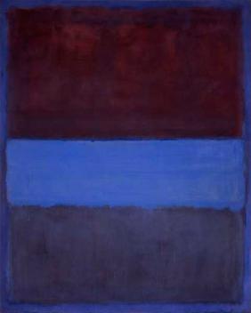 Mark Rothko, No. 61 (Rust and Blue) (1953): Rostrotes Farbfeld über leuchtend blauem Band und dunkelblauer Fläche.