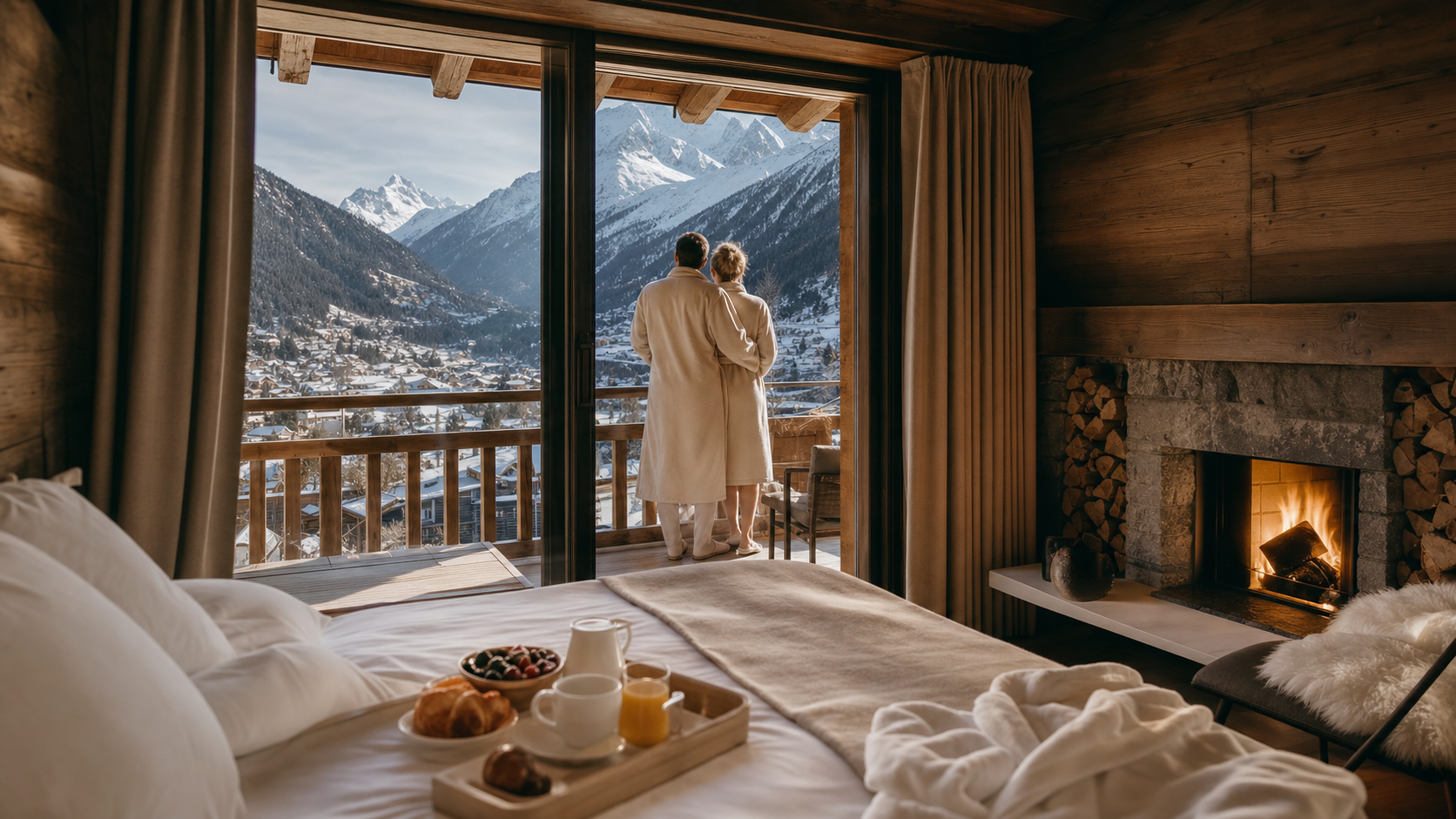 Suite chalet à Chamonix avec cheminée, petit-déjeuner et balcon ouvert sur les montagnes