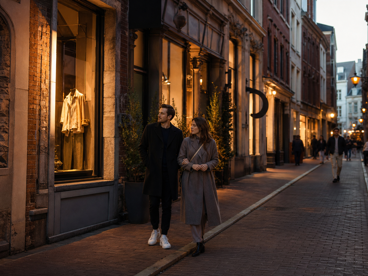 Couple découvrant les boutiques mode et design de Nationalestraat à Anvers
