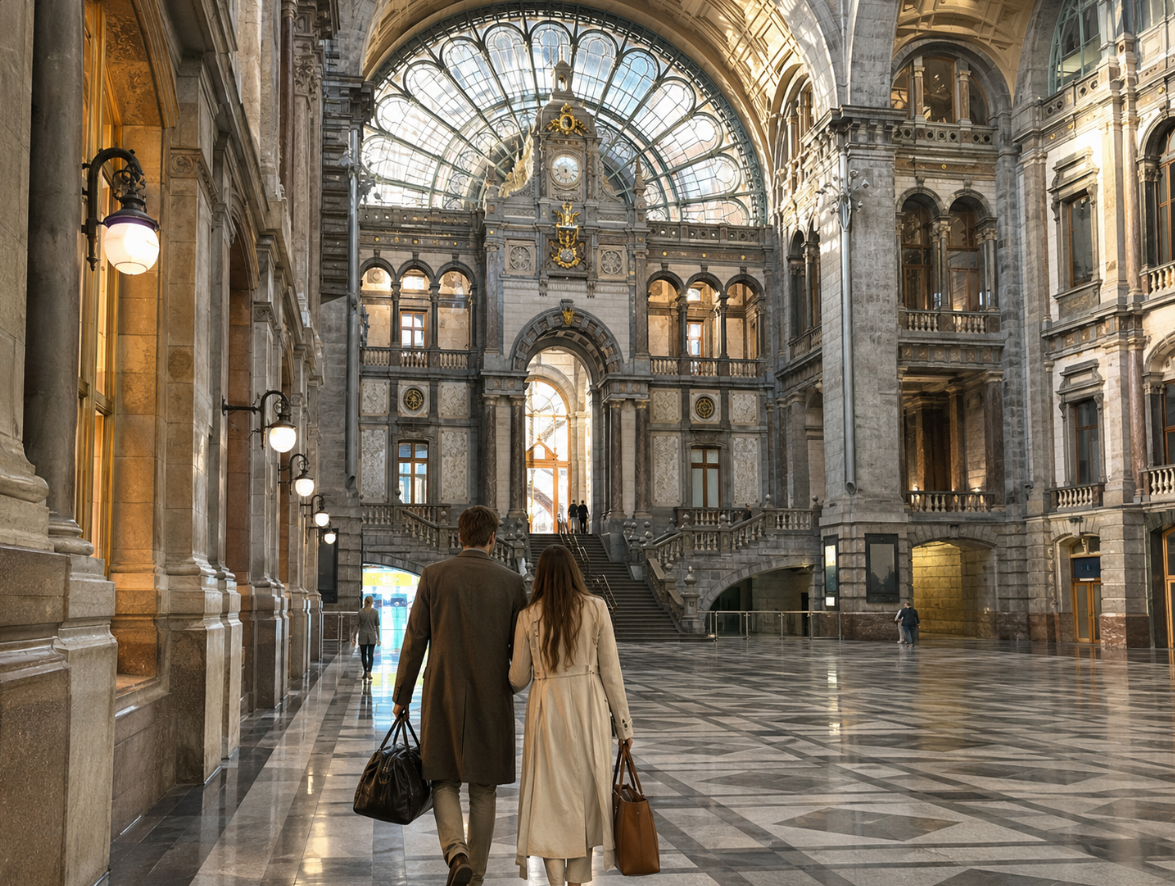 Intérieur monumental de la gare Antwerpen-Centraal à Anvers