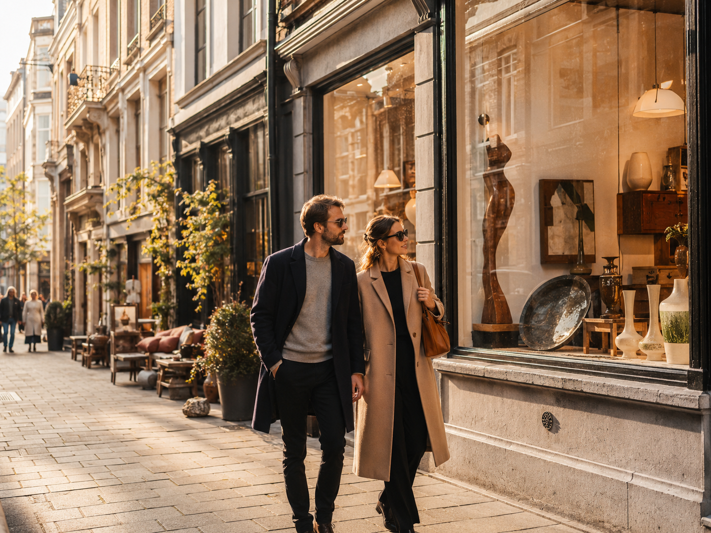 Couple découvrant les galeries et concept stores de Kloosterstraat à Anvers