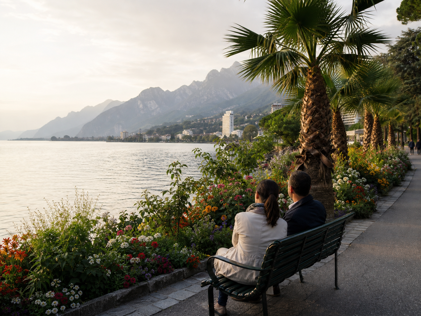 Promenade fleurie sur les quais de Montreux