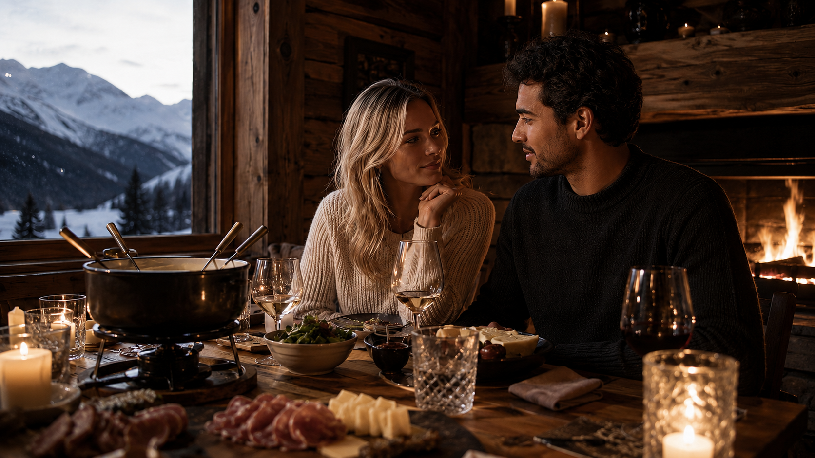 Dîner savoyard romantique dans un chalet restaurant à Chamonix