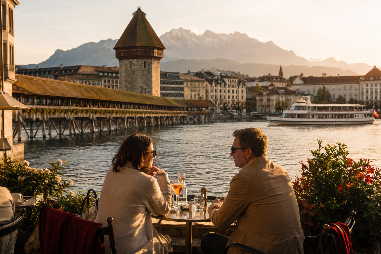 Pont de la Chapelle et lac des Quatre-Cantons à Lucerne