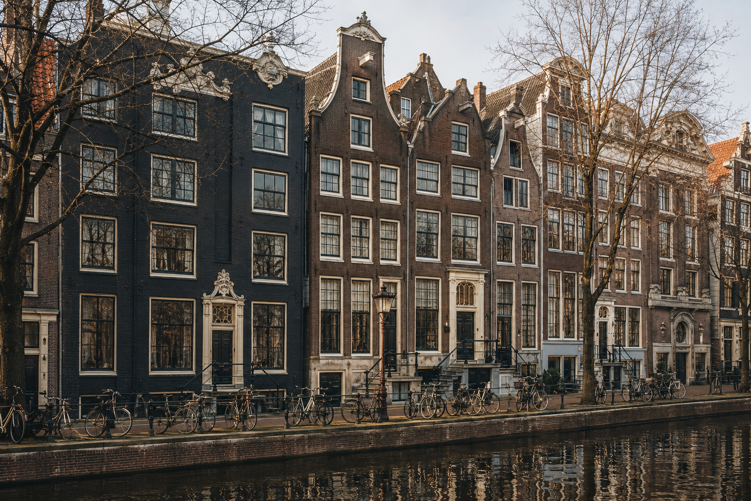 Ambiance d’Amsterdam entre canaux, architecture et promenade urbaine.