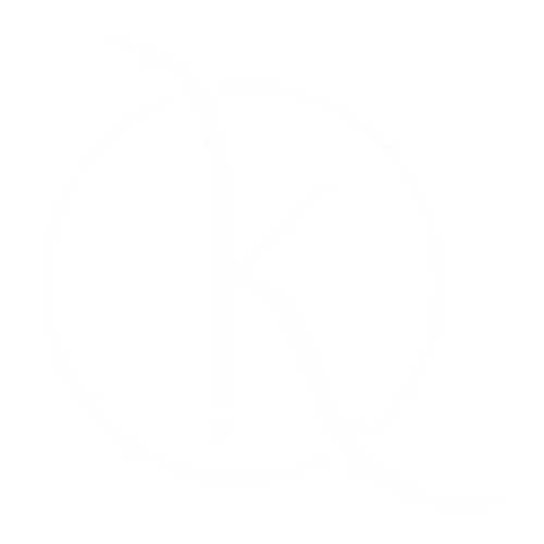 Stilisierter Buchstabe K in weiß in einem weißen Kreis auf transparentem Hintergrund.
