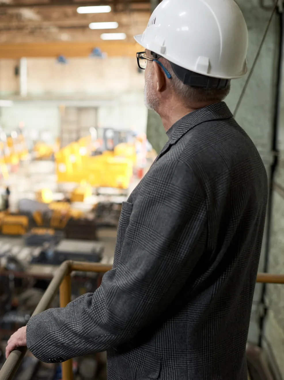 Worker overlooking a plant floor