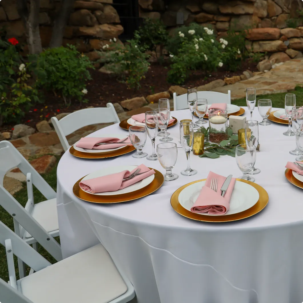 Table setting at an outdoor event