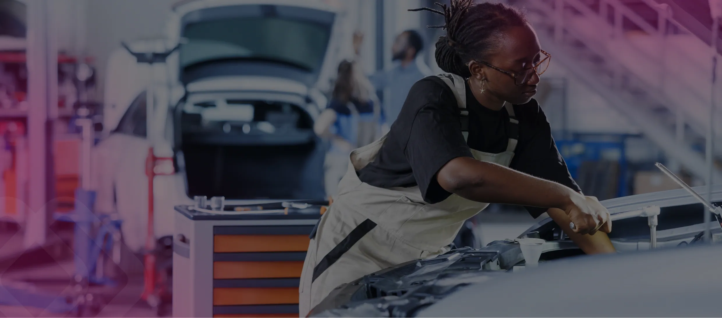Mechanic working on a vehicle