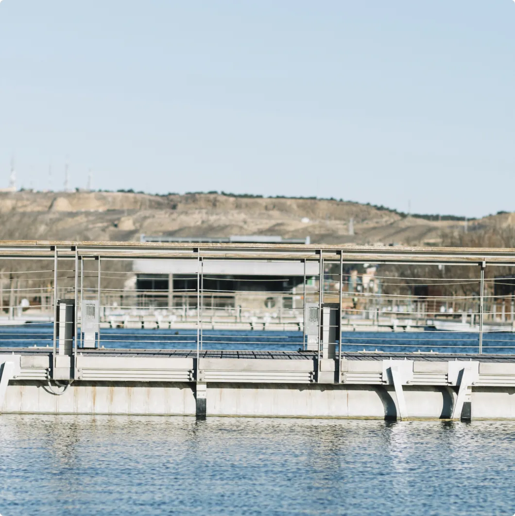 Water treatment tanks outdoors