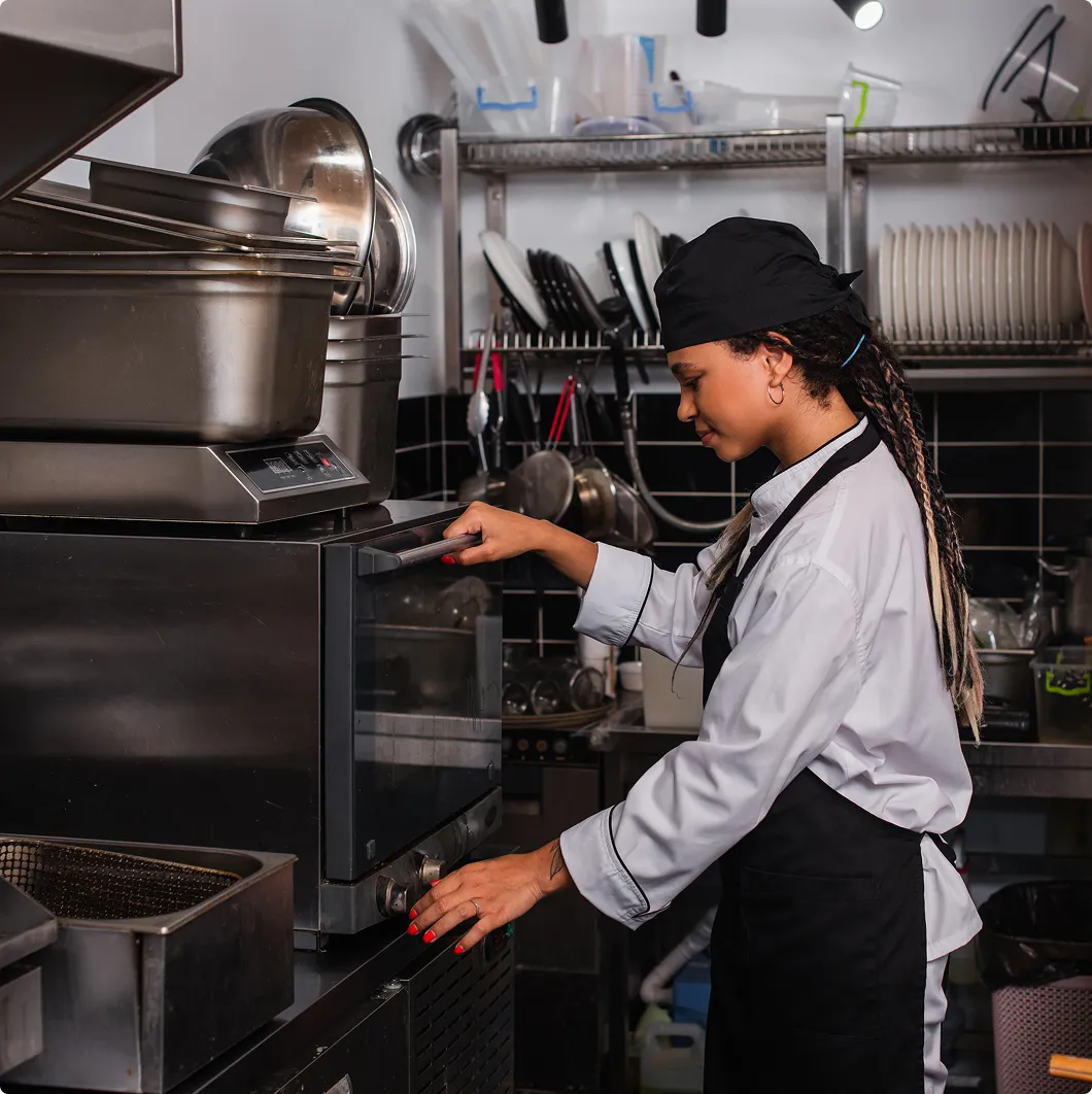 Chef working in a commercial kitchen