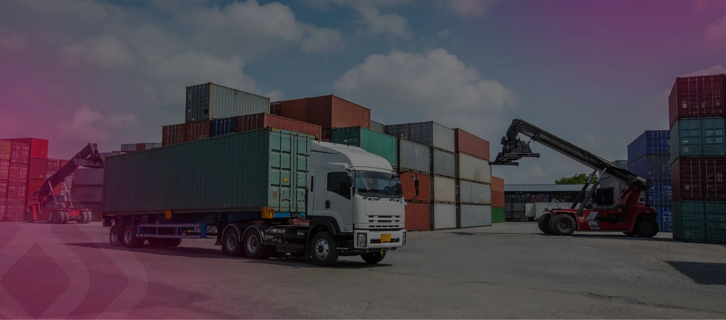 Container lorry at a shipping depot