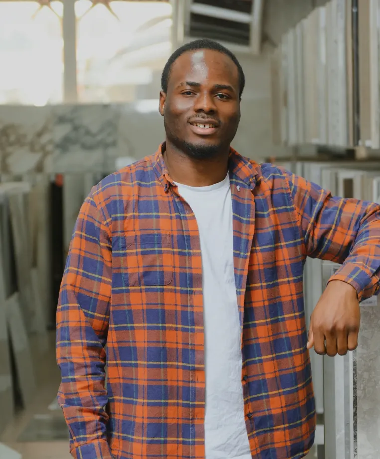 Smiling man in a builders' merchant