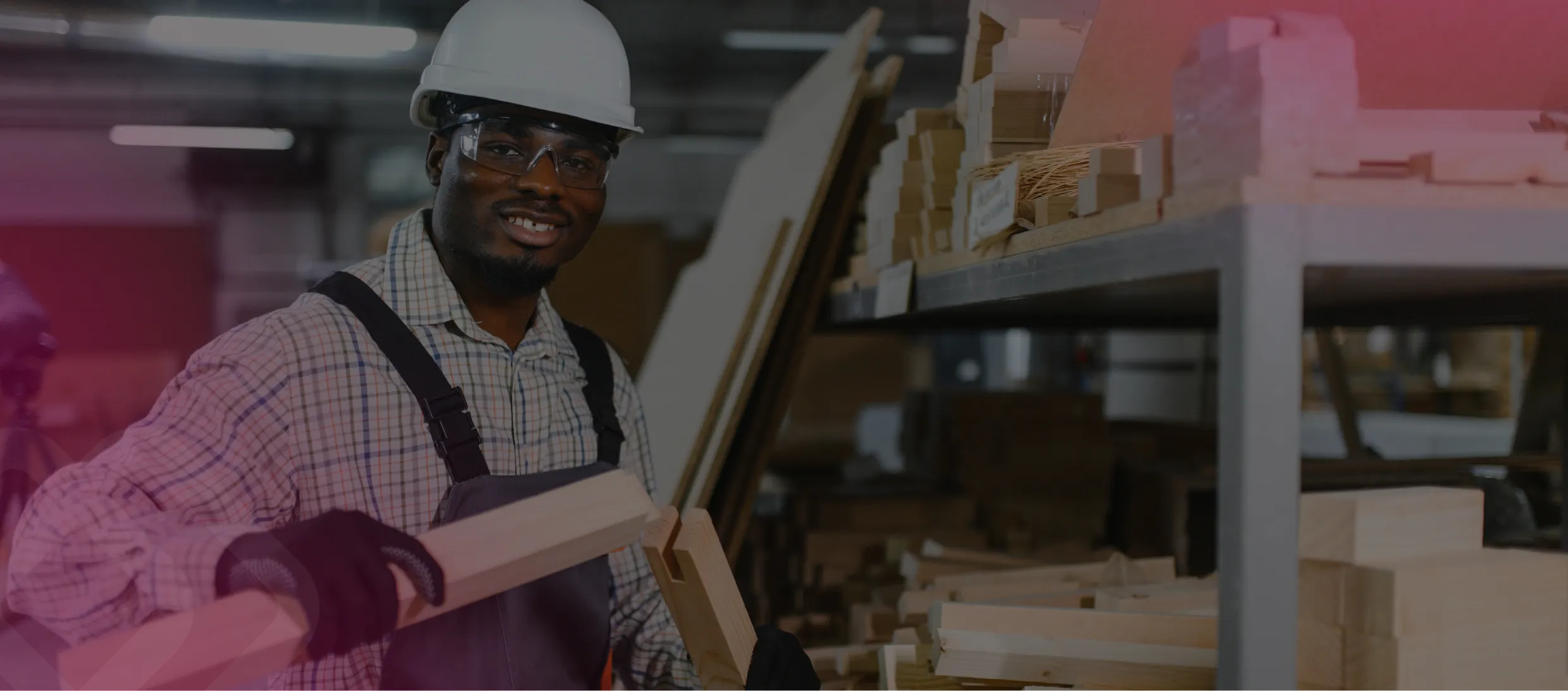 Worker handling timber