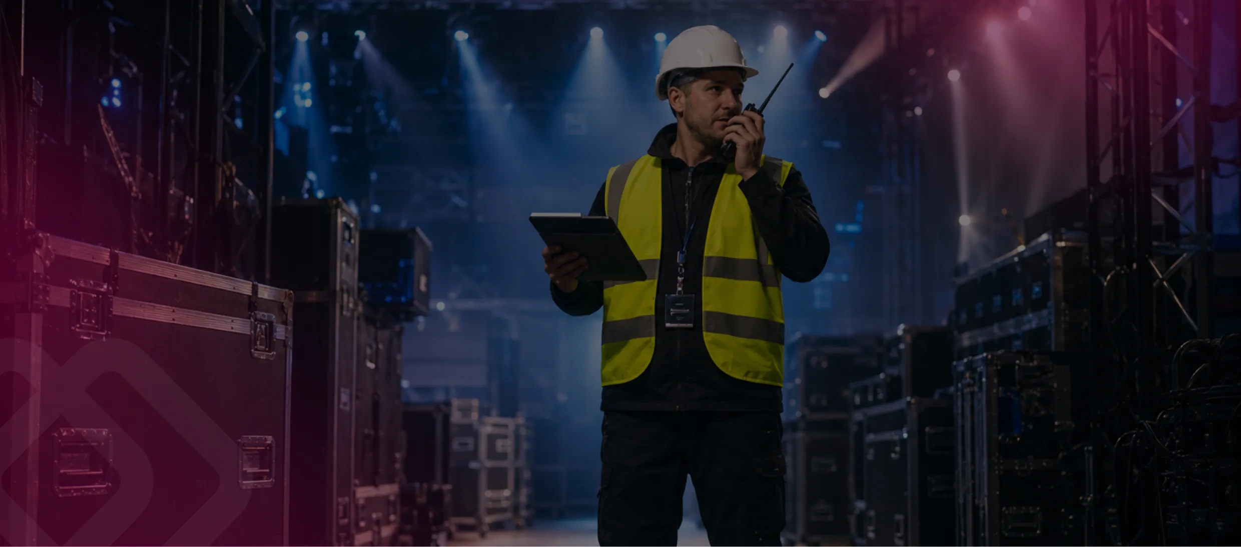 Worker in hi-vis using a phone